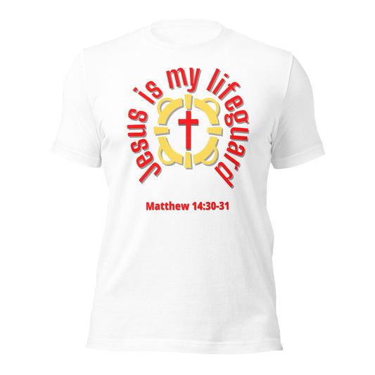 Jesus Is My Lifeguard T-shirt (Red Print)