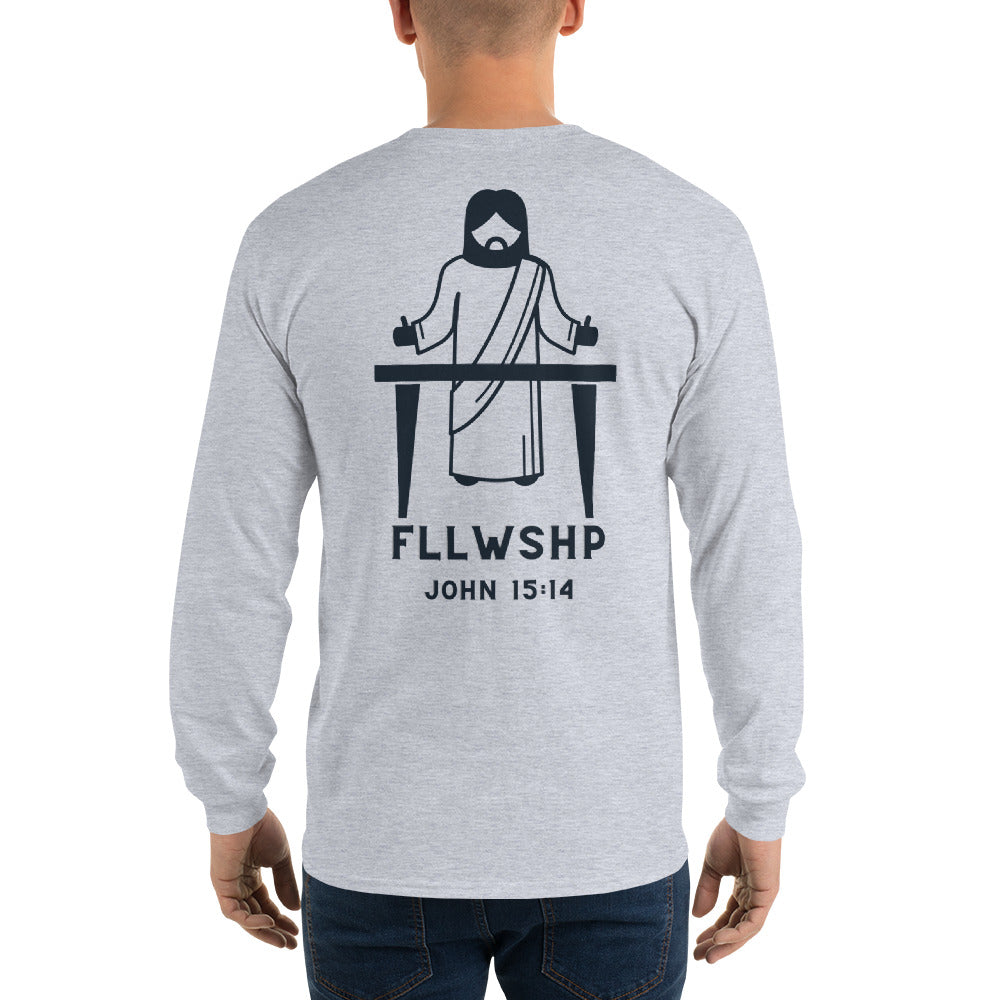 FLLWSHP w/Jesus Long Sleeve Shirt (black print)