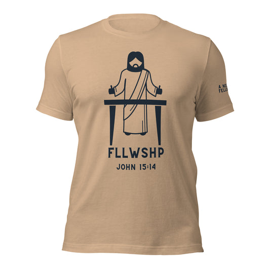 FLLWSHP w/Jesus T-shirt (black print)