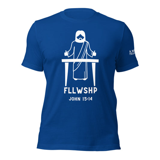 FLLWSHP w/Jesus T-shirt (white print)